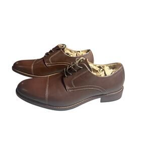 NWT Stafford Executive Men’s Brown Leather Oxford Lace up Cap toe Shoes Size 9.5